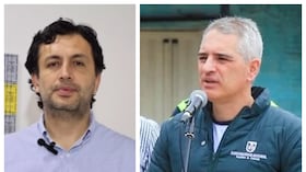 El gobernador de Antioquia (der.), Andrés Julián Rendón, acusó al gerente del hospital del municipio de Caldas, Juan Carlos Sánchez Fernández, de hechos de presunta corrupción. Este anunció que denunciará al mandatario en Fiscalía por calumnia e injuria.