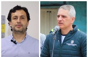El gobernador de Antioquia (der.), Andrés Julián Rendón, acusó al gerente del hospital del municipio de Caldas, Juan Carlos Sánchez Fernández, de hechos de presunta corrupción. Este anunció que denunciará al mandatario en Fiscalía por calumnia e injuria.