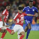 Imagen del clásico capitalino entre Santa Fe y Millonarios.