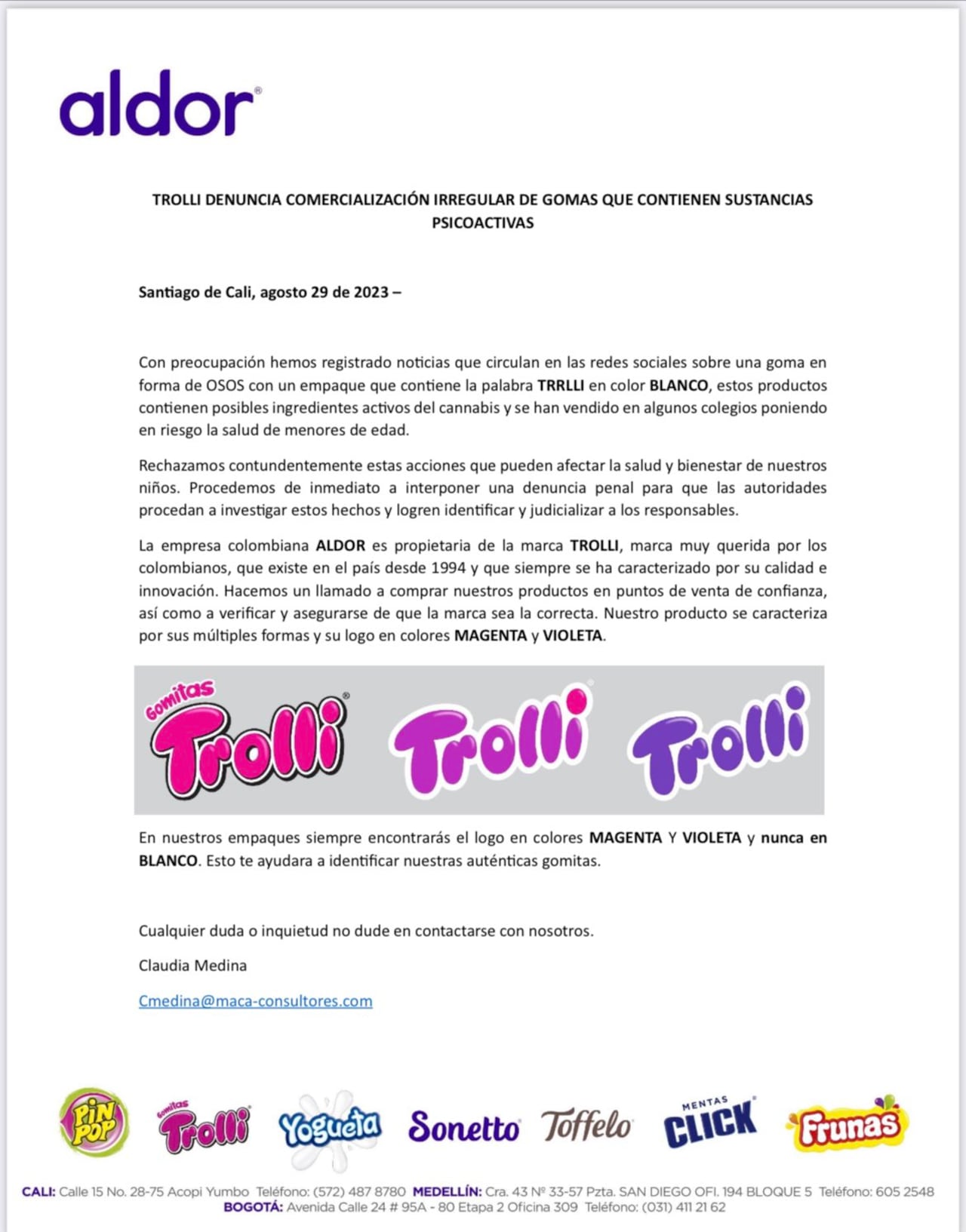 Empresa denunció que le estarían intentando copiar su empaque de gomitas.