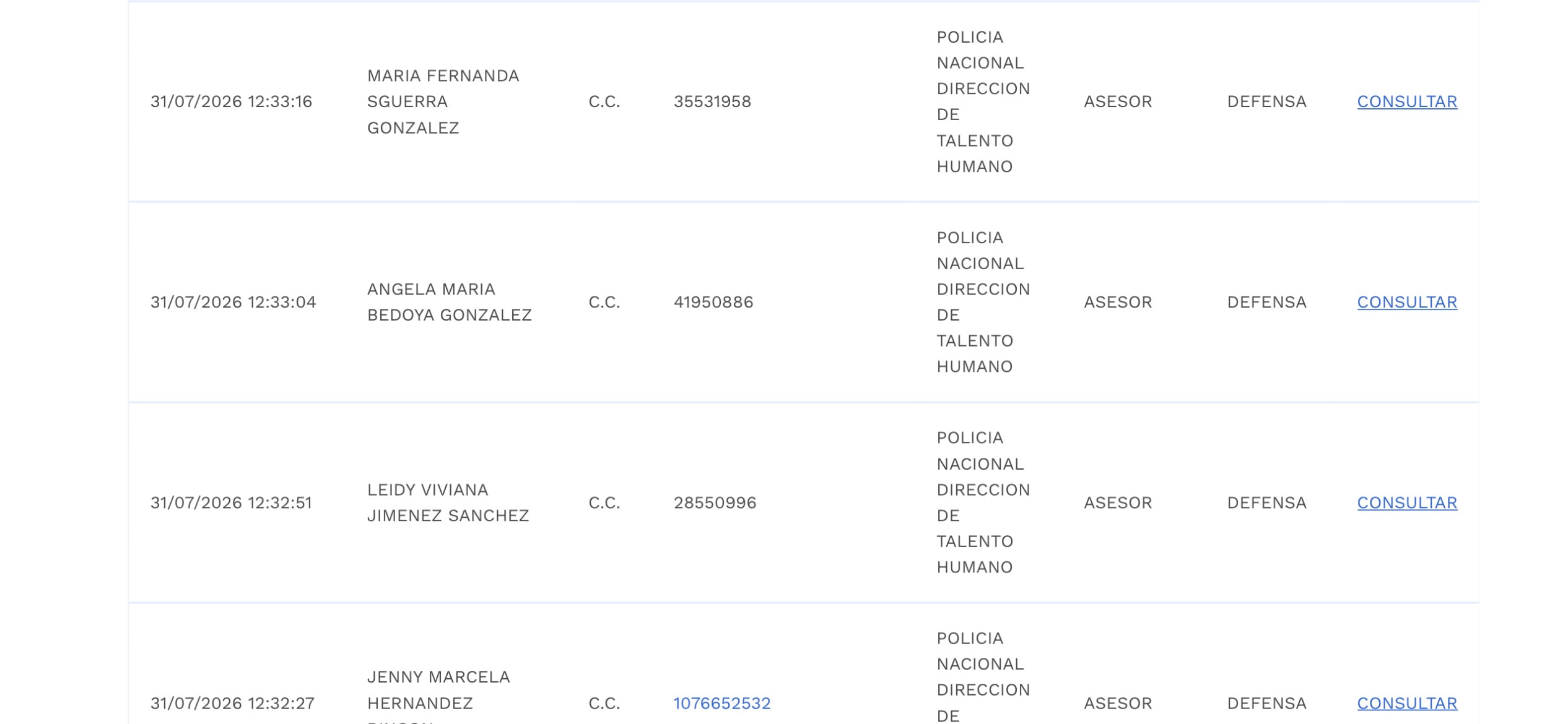 Hojas de vida página de aspirantes de la Presidencia.