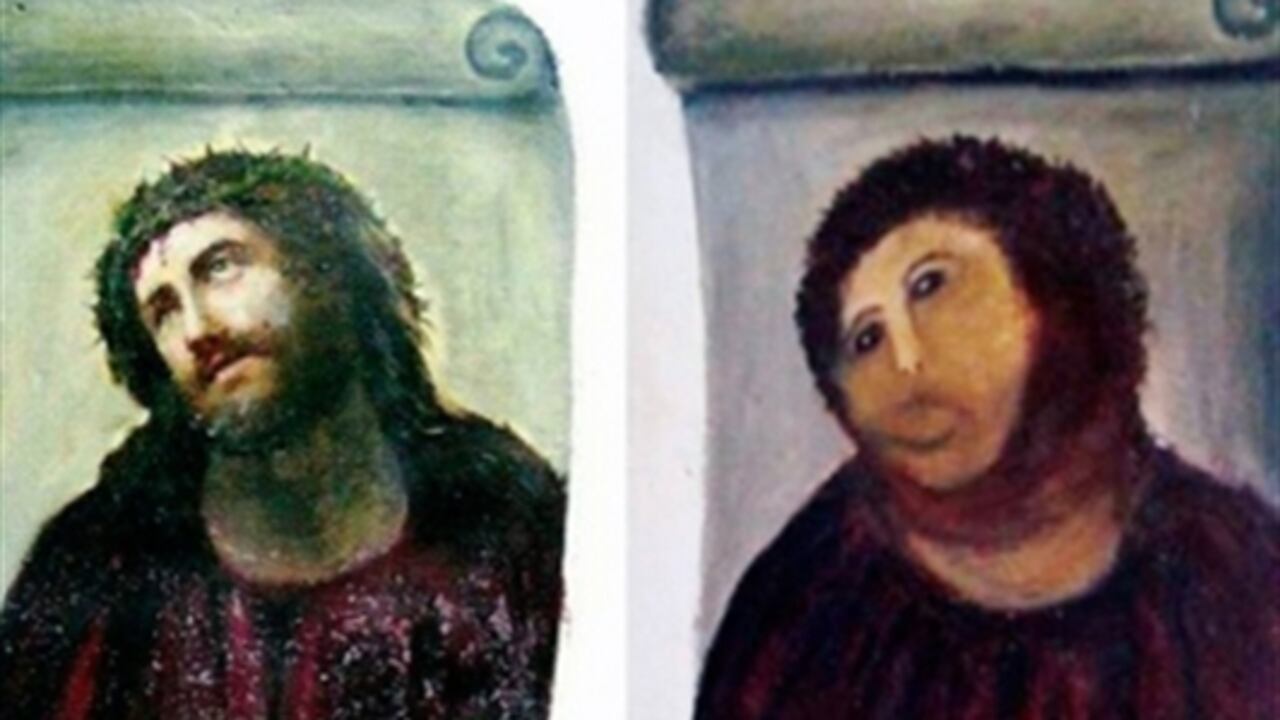 La historia de la restauración le dio la vuelta al mundo y el solemne Ecce Homo fue apodado como "Ecce Mono", en una burla a los rasgos simiescos que le pintó Giménez.