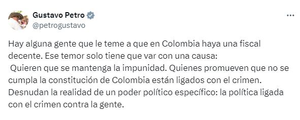 El presidente Gustavo Petro se pronunció sobre el plantón frente a la oficina de la ONU en Bogotá.
