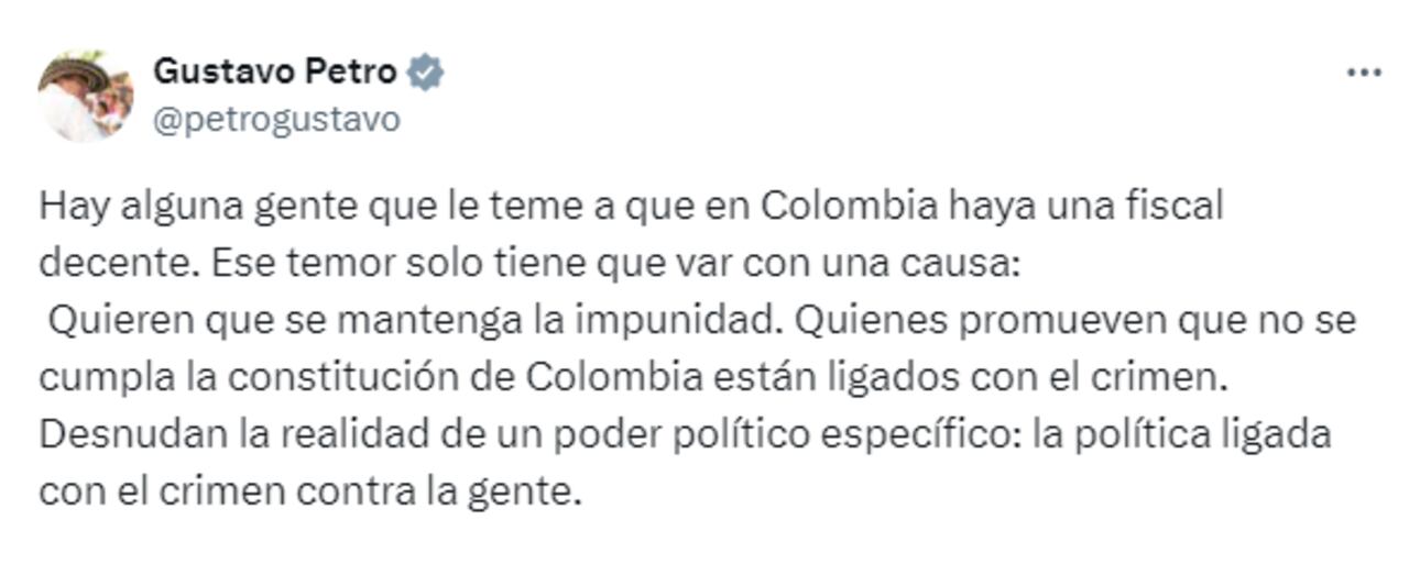 El presidente Gustavo Petro se pronunció sobre el plantón frente a la oficina de la ONU en Bogotá.