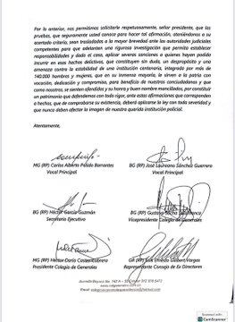 Carta a Petro de 112 oficiales en retiro de la Policía