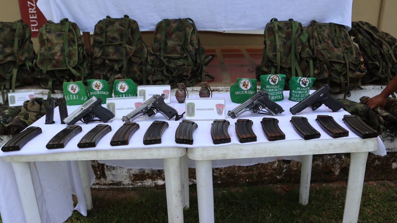 Material de guerra decomisado al Clan del Golfo en Antioquia y Chocó.