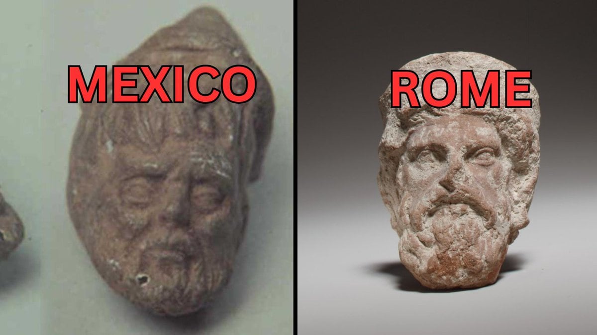 La Cabeza de Tecaxic-Calixtlahuaca se parece notablemente a artefactos de origen romano. Aquí la comparación.