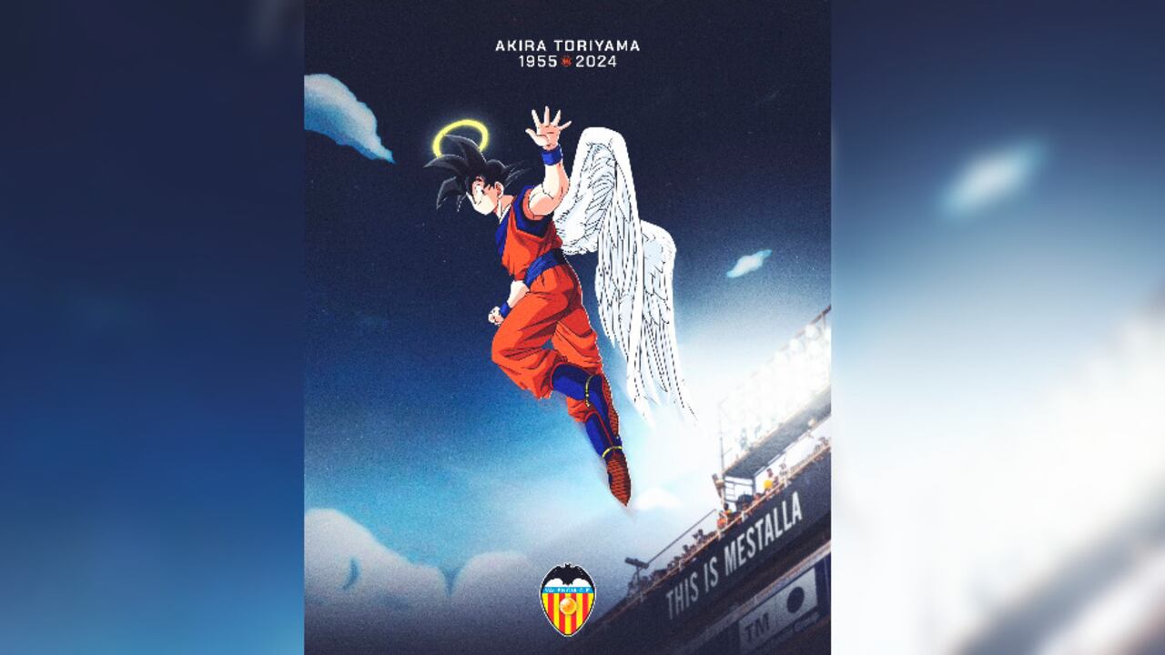 Imagen del Valencia en honor a Akira Toriyama, el creador del manga "Dragon Ball"
