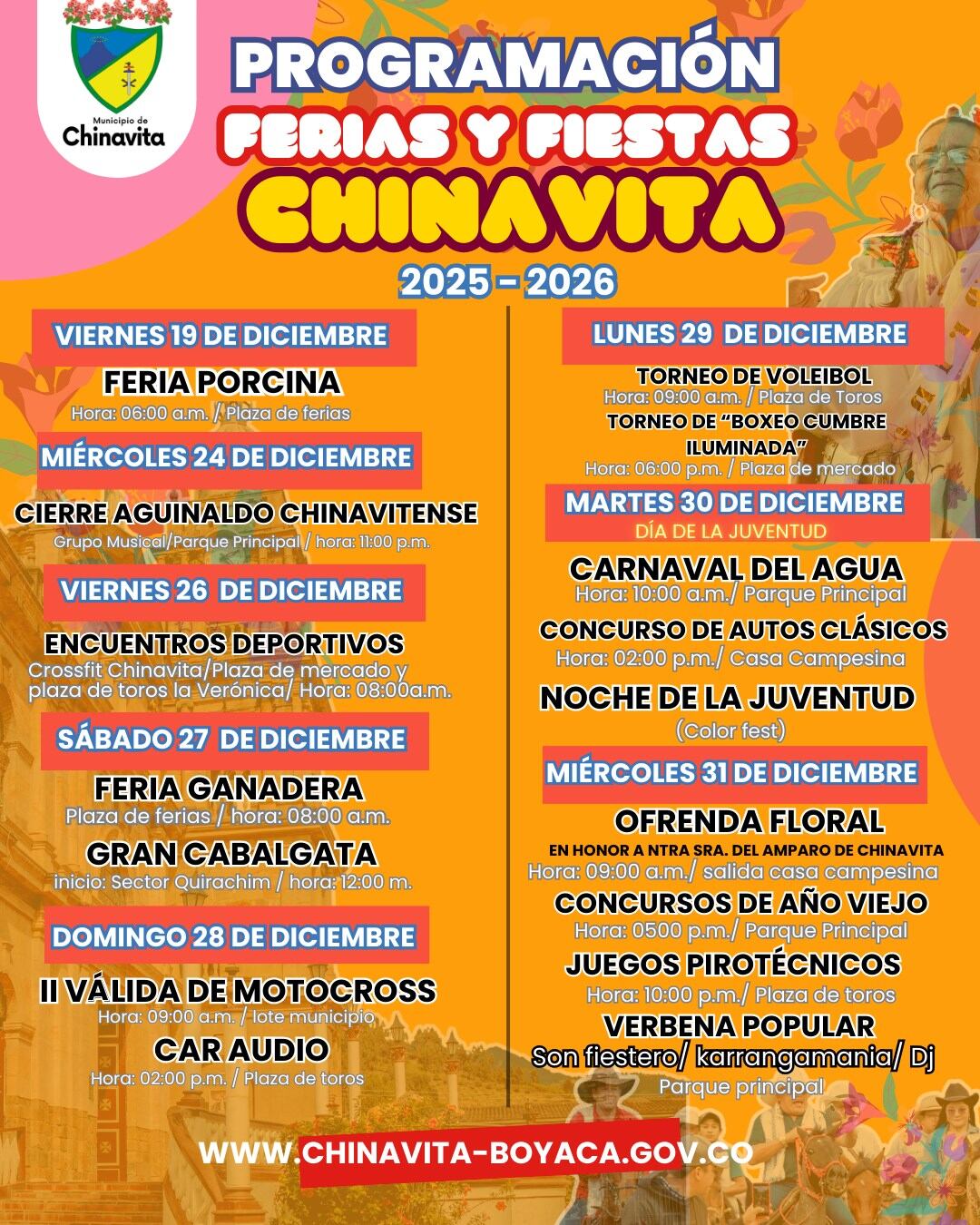 Programación ferias y fiestas - Chinavita.