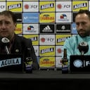 Néstor Lorenzo asistió junto a David Ospina a la rueda de prensa, luego del triunfo 4-1