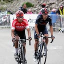 El colombiano Nairo Quintana y el Australiano Richie Porte en el ascenso final al Col de Portet