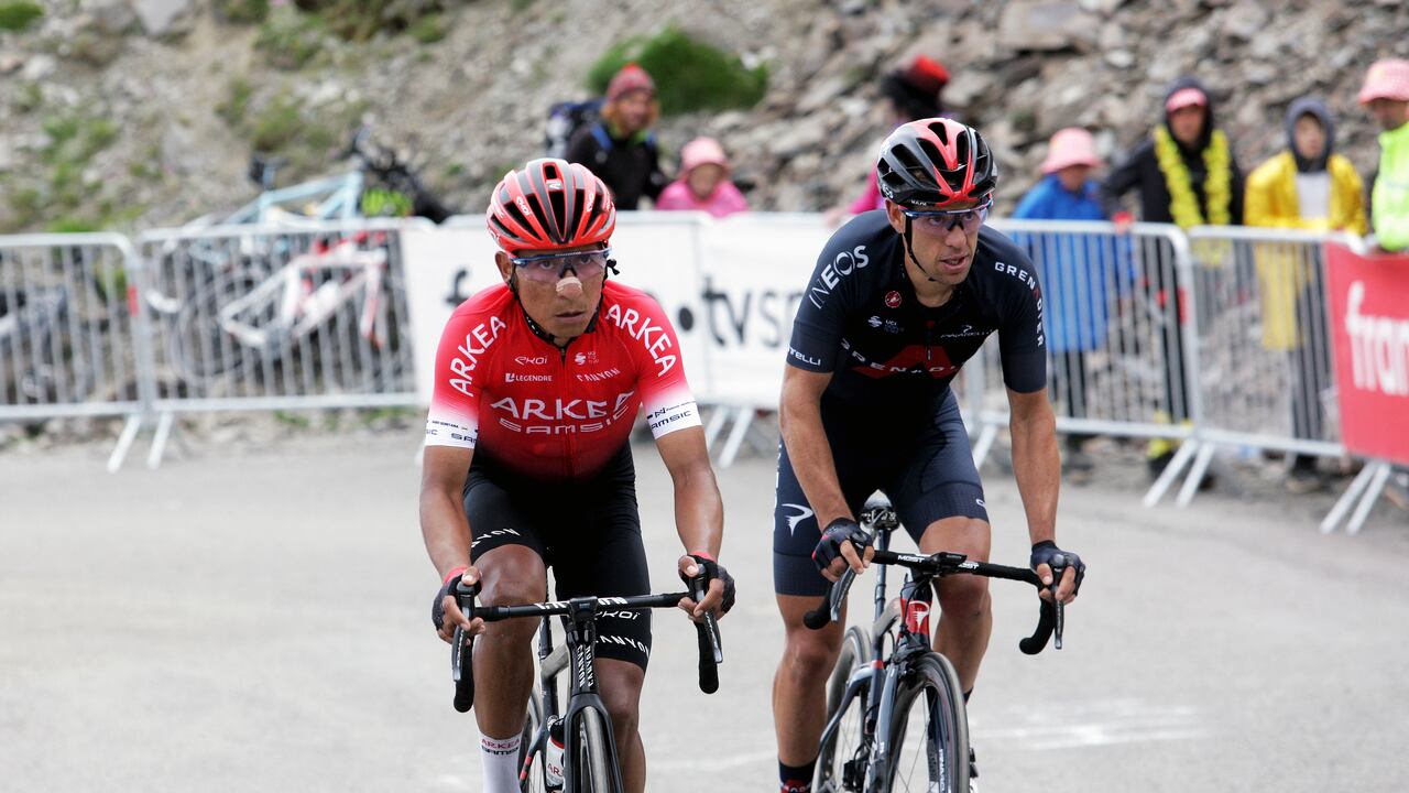 El colombiano Nairo Quintana y el Australiano Richie Porte en el ascenso final al Col de Portet