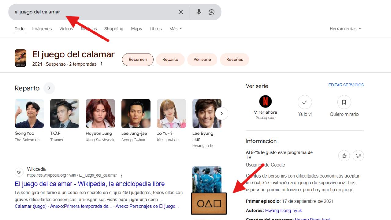 Jugar al minijuego es fácil: basta con abrir Google y buscar El Juego del Calamar o Squid Game para comenzar.