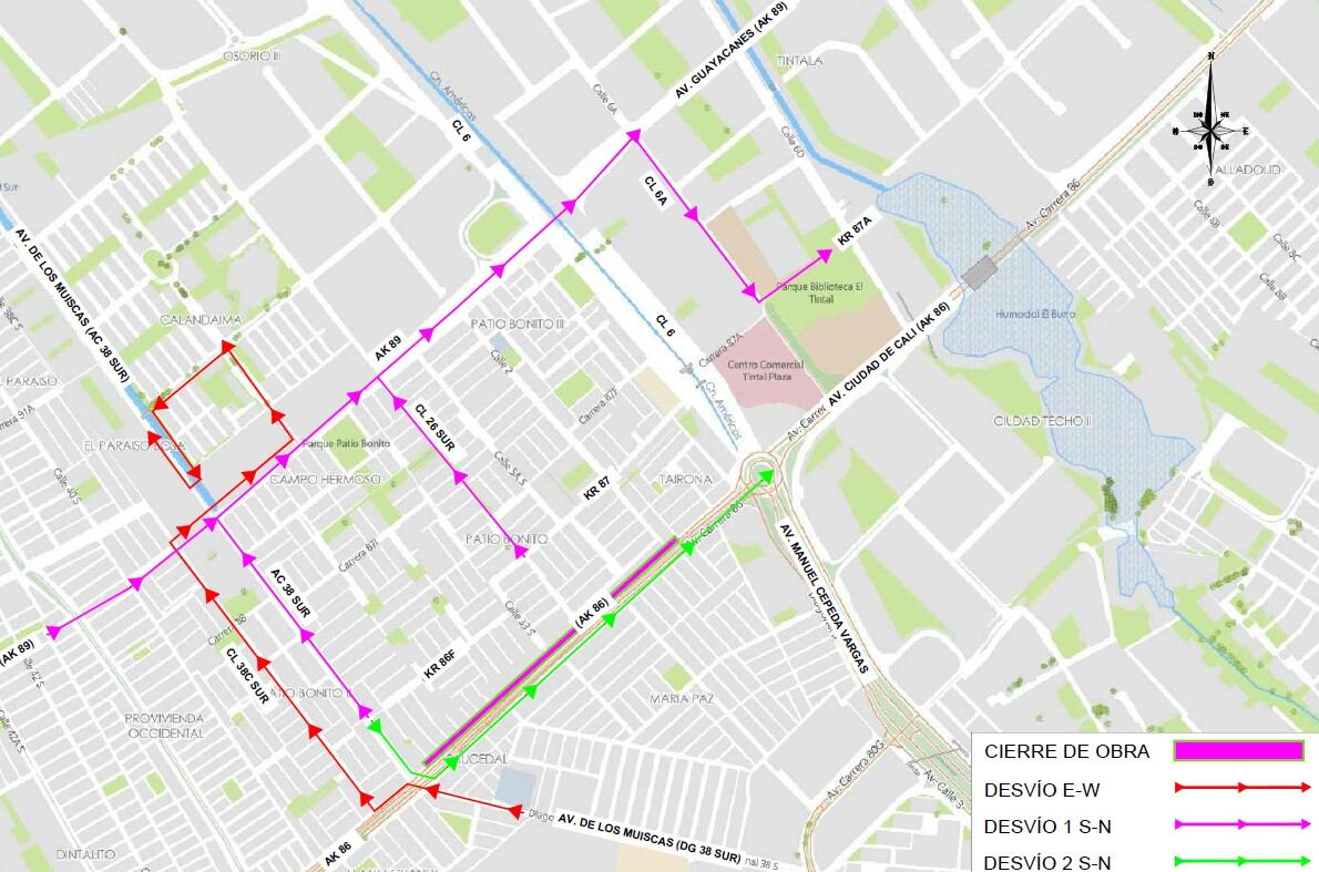 Desvío 3 (Sur – Norte y Oriente – Occidente).