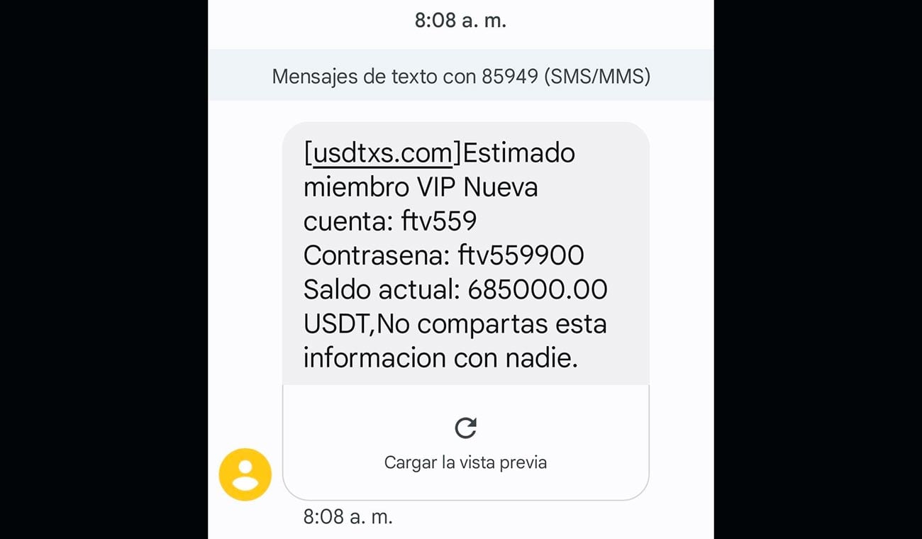 Usuarios reciben mensajes de texto con un premio multimillonario, que esconde una gran estafa.