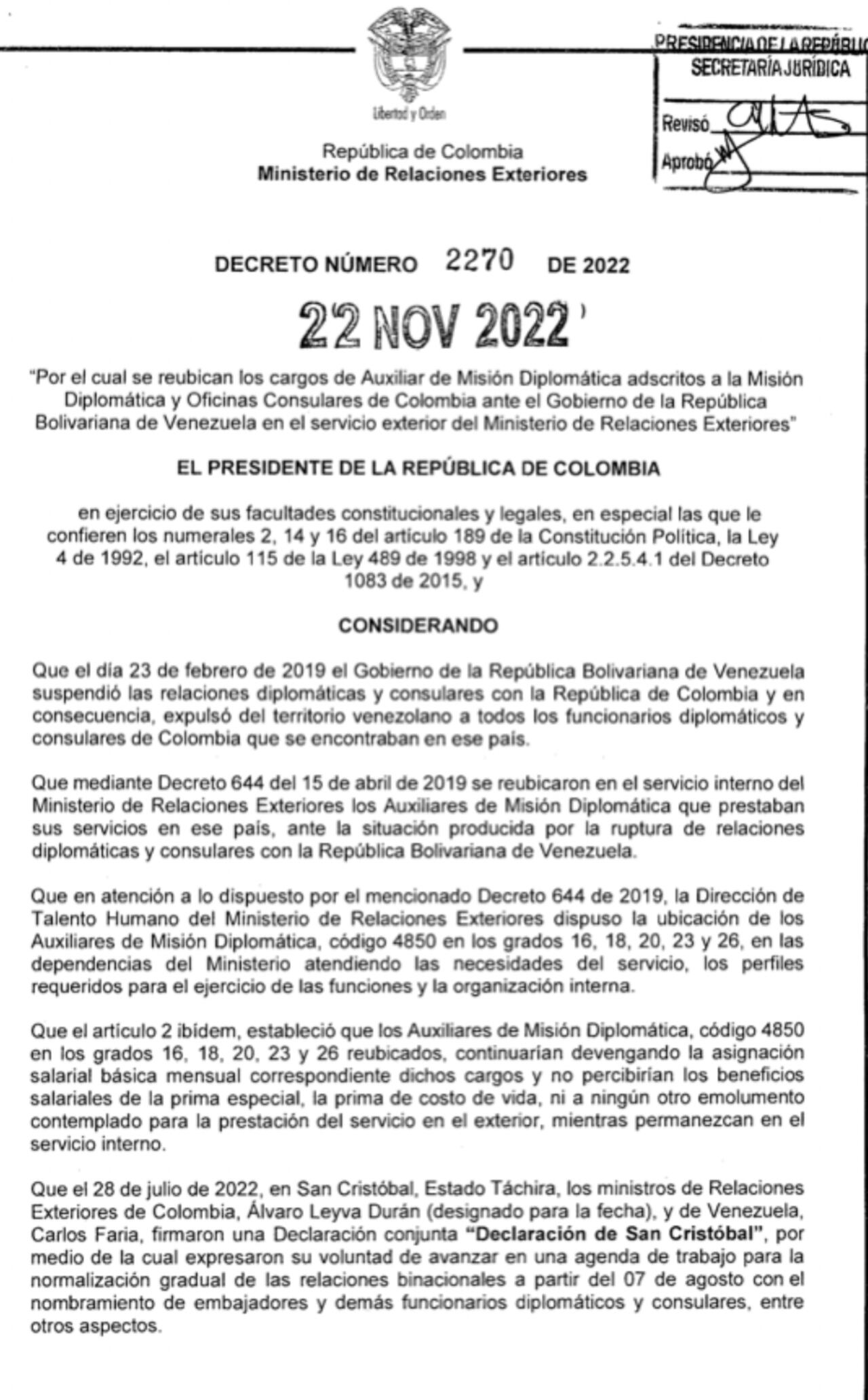 Decreto Cancillería