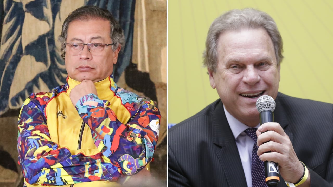 Gustavo Petro, presidente de Colombia, y Ramón Jesurún, presidente de la Federación Colombiana de Fútbol