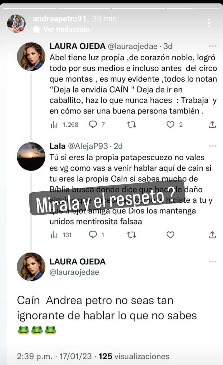 Laura Ojeda trino contra Andrea Petro