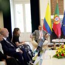 El presidente Gustavo Petro y su jefe de gabinete Laura Sarabia, junto con el Primer Ministro de Portugal Antonio Costa.