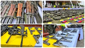Estas fueron las armas que entregaron los 63 guerrilleros de las Farc cuando se entregaron al Ejército este viernes.