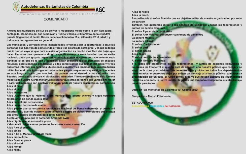 Más de 30 personas aparecen como "objetivo militar".