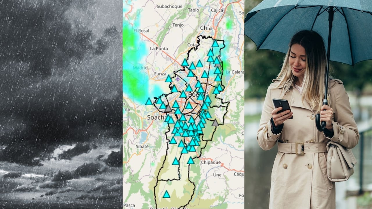 Mujer consultando el mapa de lluvias en tiempo real.