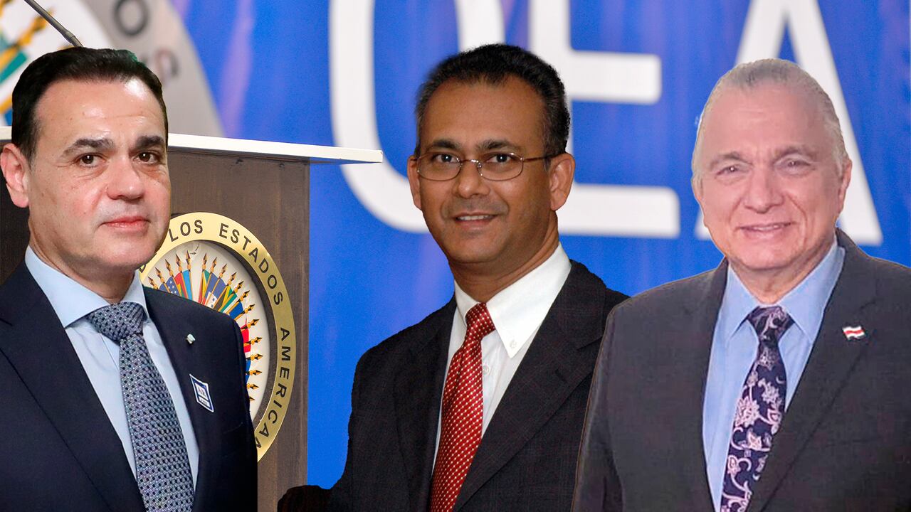 Rubén Ramírez Lezcano, Albert Ramdin y Arnoldo André.