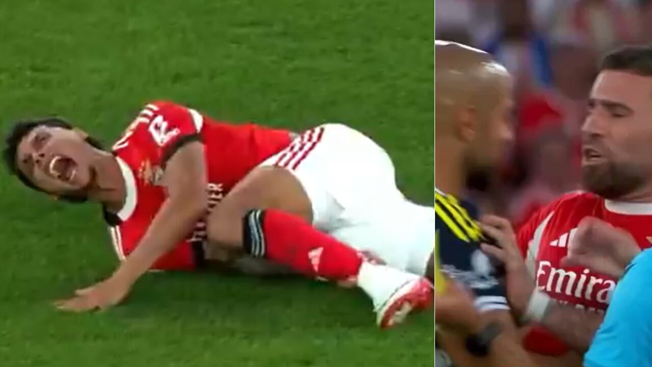 Richard Ríos sufrió dolorosa patada en su estreno con Benfica