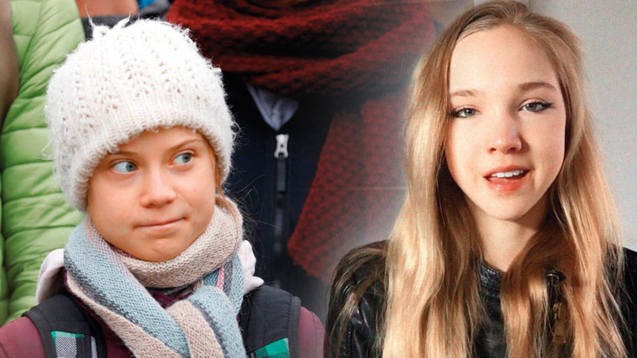 Greta Thungberg (izquierda) y Naomi Seibt (derecha) tiene dos visiones encontradas sobre el peligro del cambio climático para el mundo.
