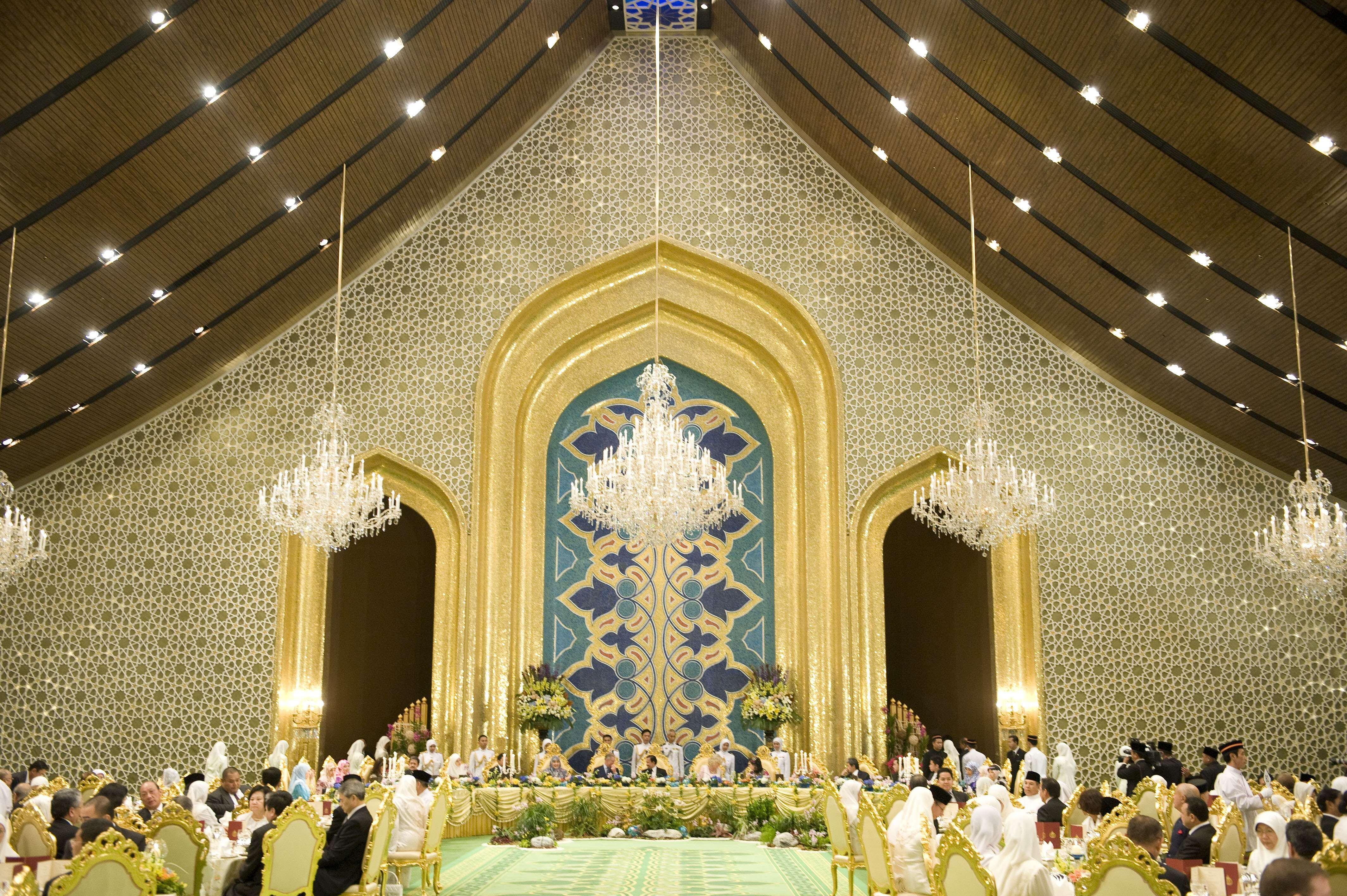 Interior del Palacio de Brunei, cuando recibió la visita de la princesa Diana de Gales.