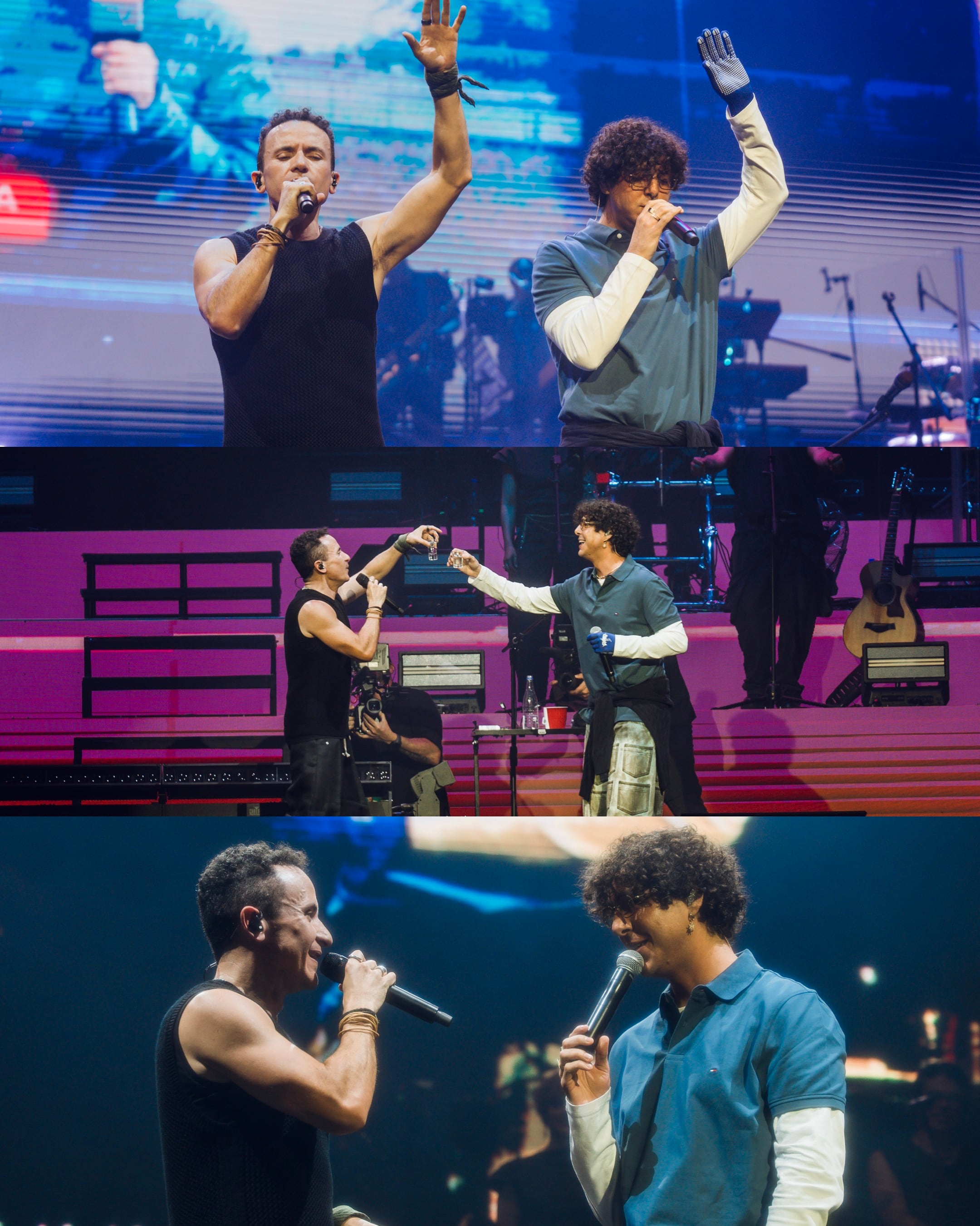 Fonseca invitó a Beto, vocalista de Rawayana y el Movistar Arena escuchó 'Venga lo que venga' y 'Feriado' | Fotografía: Camilo Báez.