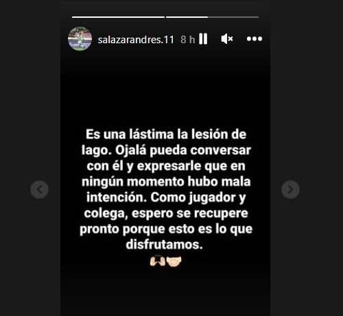 Andrés Salazar, lateral de Nacional se pronunció sobre la lesión de Falque