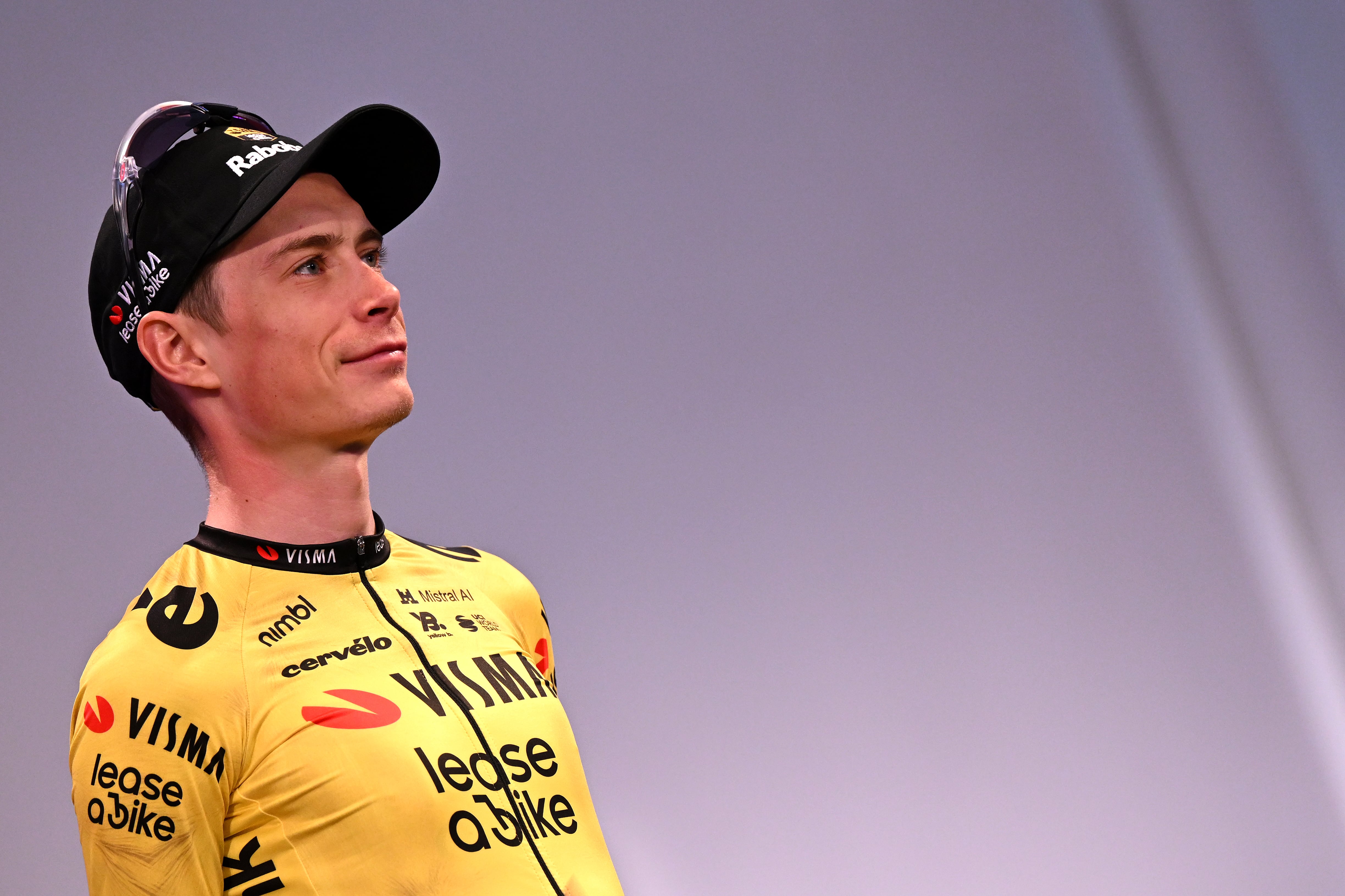 BURGAS, BULGARIA - MAY 06: Jonas Vingegaard of Denmark and Team Visma | Lease a Bike during the team presentation of the 109th Giro d'Italia 2026 / #UCIWT / on May 06, 2026 in Burgas, Bulgaria. (Photo by Dario Belingheri/Getty Images)