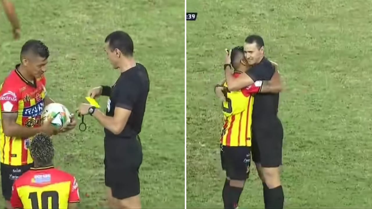 Jhonny Vásquez se fundió en un abrazo con Wilmar Roldán tras el pitazo final del partido de Pereira vs. Equidad