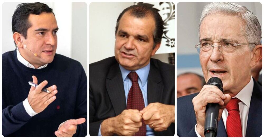 Edward Rodríguez, Óscar Iván Zuluaga y Álvaro Uribe.