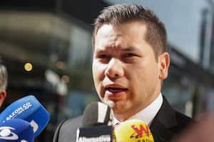 Bogotá. Noviembre 27 de 2024. El expresidente de la Cámara del Congreso de la República Andres Calle, asiste a la Sala de Instrucción de la Corte Suprema de Justicia para rendir indagatoria por el caso UNGRD. (Colprensa - Catalina Olaya)