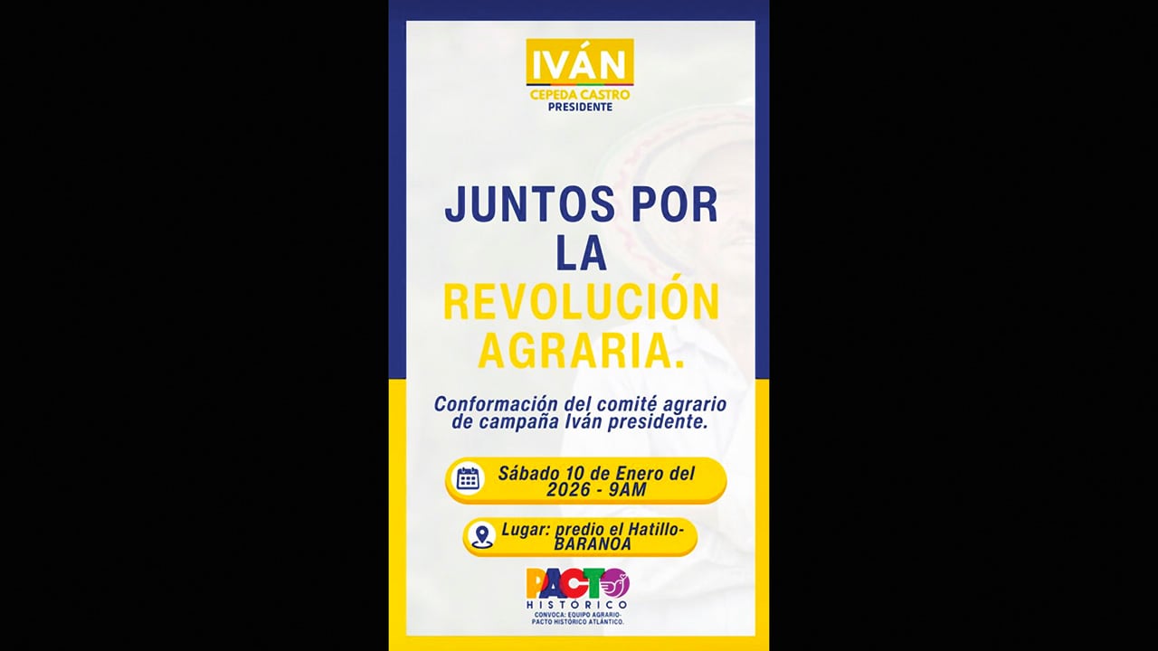 Este es el mensaje que se compartió en redes sociales para convocar la “conformación del comité agrario de campaña Iván Presidente” en la finca El Hatillo, en el Atlántico.