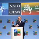 NATO Secretary General Jens Stoltenberg speaks during a media conference at the NATO summit in Vilnius, Lithuania, Tuesday, July 11, 2023. NATO's summit began Tuesday with fresh momentum after Turkey withdrew its objections to Sweden joining the alliance, a step toward the unity that Western leaders have been eager to demonstrate in the face of Russia's invasion of Ukraine. (AP Photo/Mindaugas Kulbis)