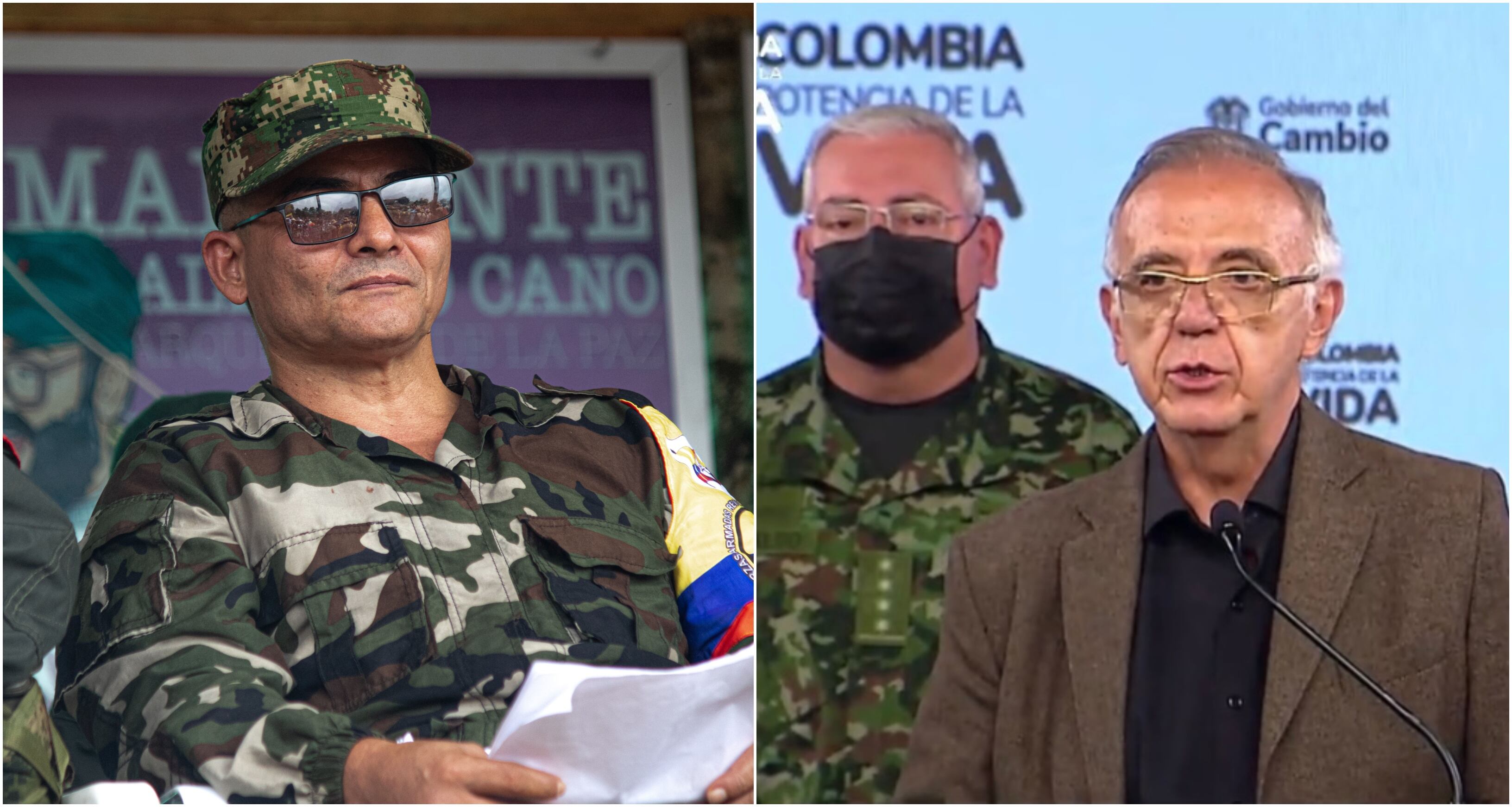 Ministro de Defensa Iván Velásquez e Iván Mordisco