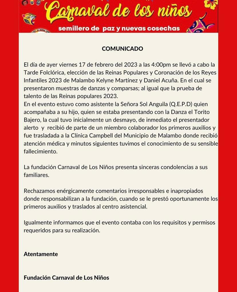 Fundación Carnaval de los niños de Malambo se defendió de las críticas.