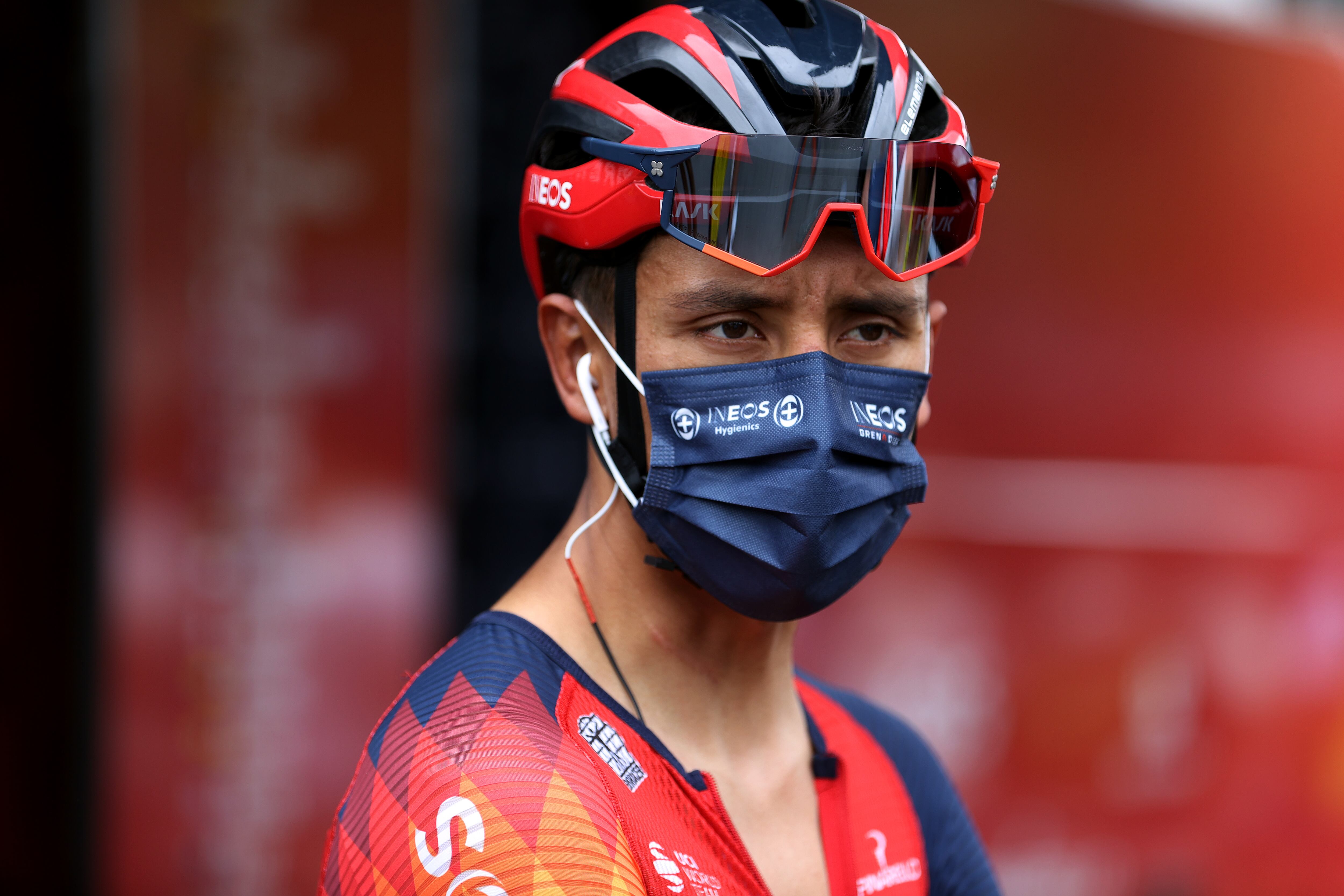 VITORIA-GASTEIZ, SPAIN - JULY 02: Egan Bernal of Colombia and Team INEOS Grenadiers prior to the stage two of the 110th Tour de France 2023 a 208.9km stage from Vitoria-Gasteiz to San Sébastián / #UCIWT / on July 02, 2023 in Vitoria-Gasteiz, Spain. (Photo by Michael Steele/Getty Images)
