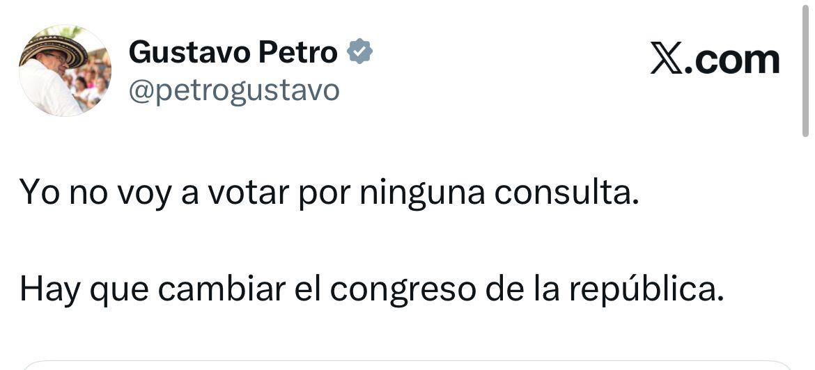 El presidente Gustavo Petro envió un mensaje a través de su cuenta en X.
