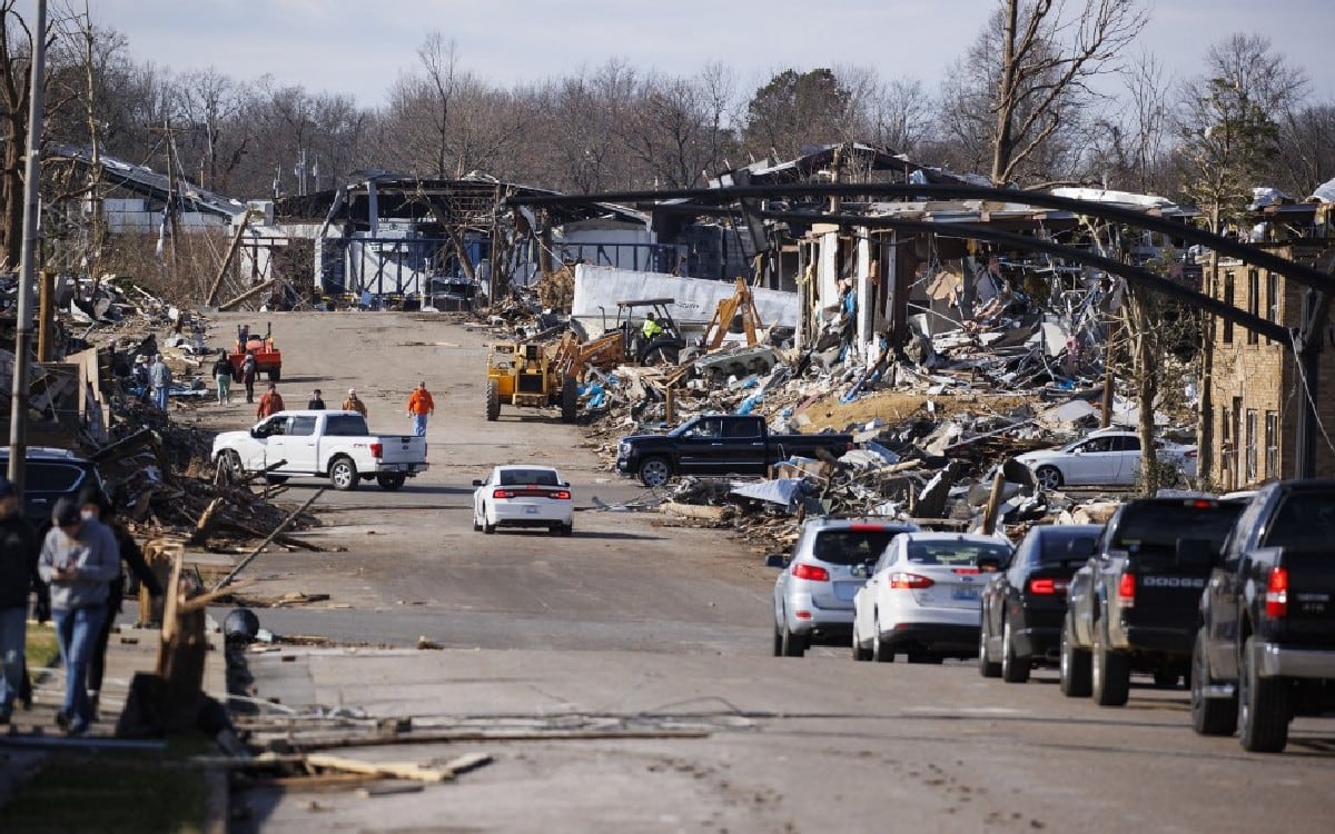 La ciudad de Mayfield, en el oeste de Kentucky, fue la “zona cero” de la tormenta, un escenario de “devastación masiva”.