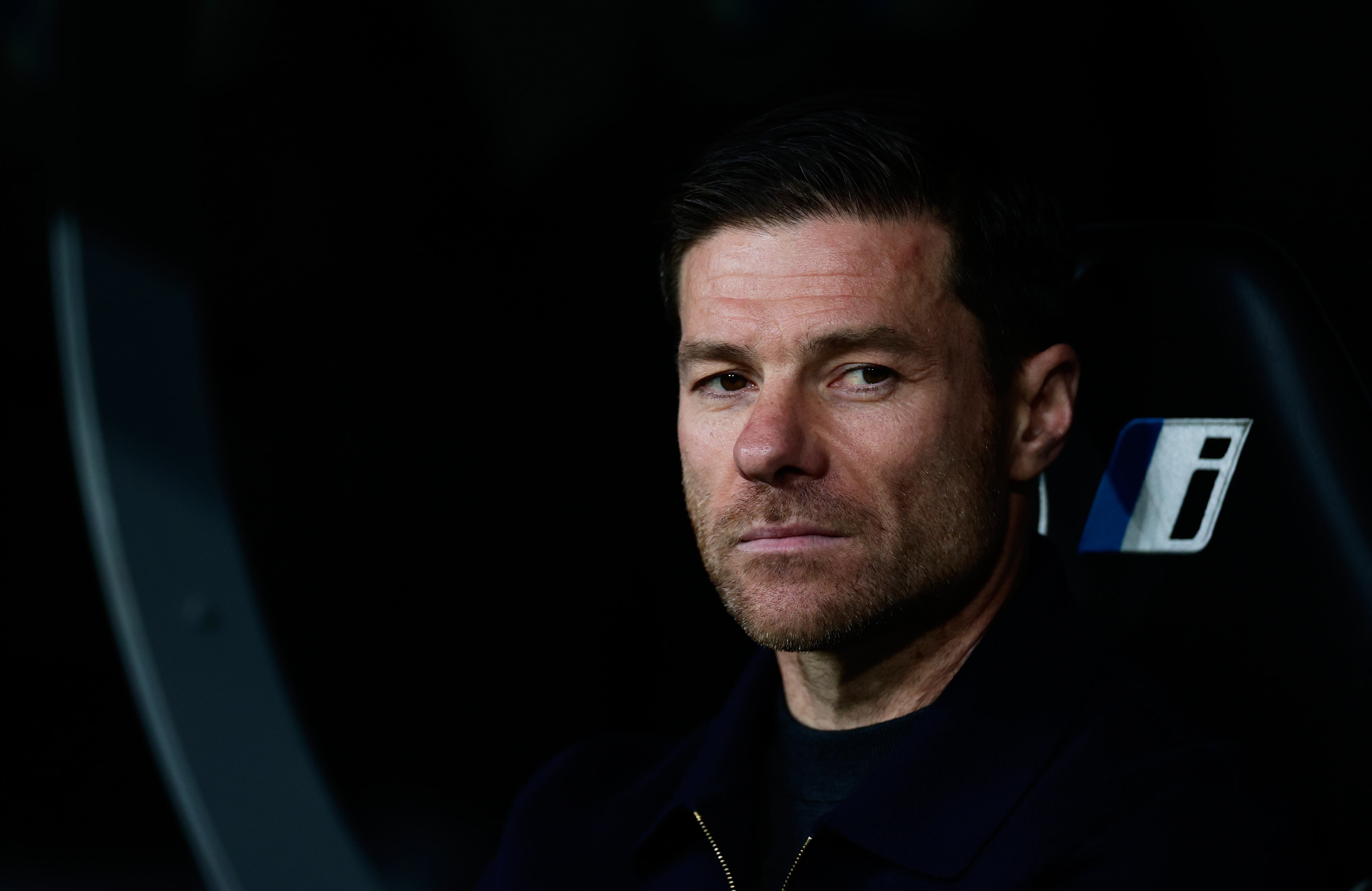 Real Madrid's head coach Xabi Alonso concentrates prior the Spanish La Liga soccer match between Real Madrid and Real Betis Sevilla in Madrid, Spain, Sunday, Jan. 4, 2026. (AP Photo/Pablo Garcia)