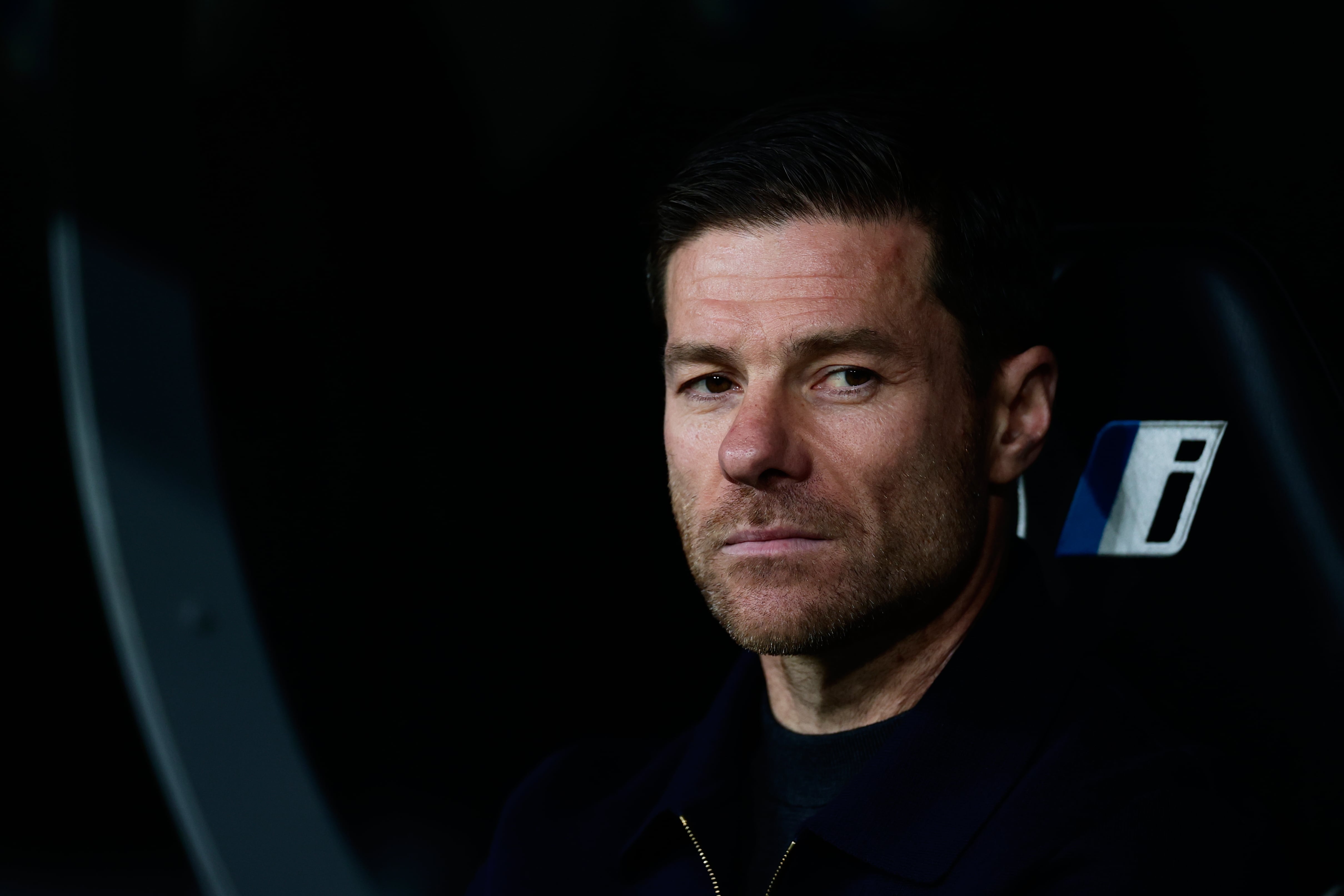 Real Madrid's head coach Xabi Alonso concentrates prior the Spanish La Liga soccer match between Real Madrid and Real Betis Sevilla in Madrid, Spain, Sunday, Jan. 4, 2026. (AP Photo/Pablo Garcia)