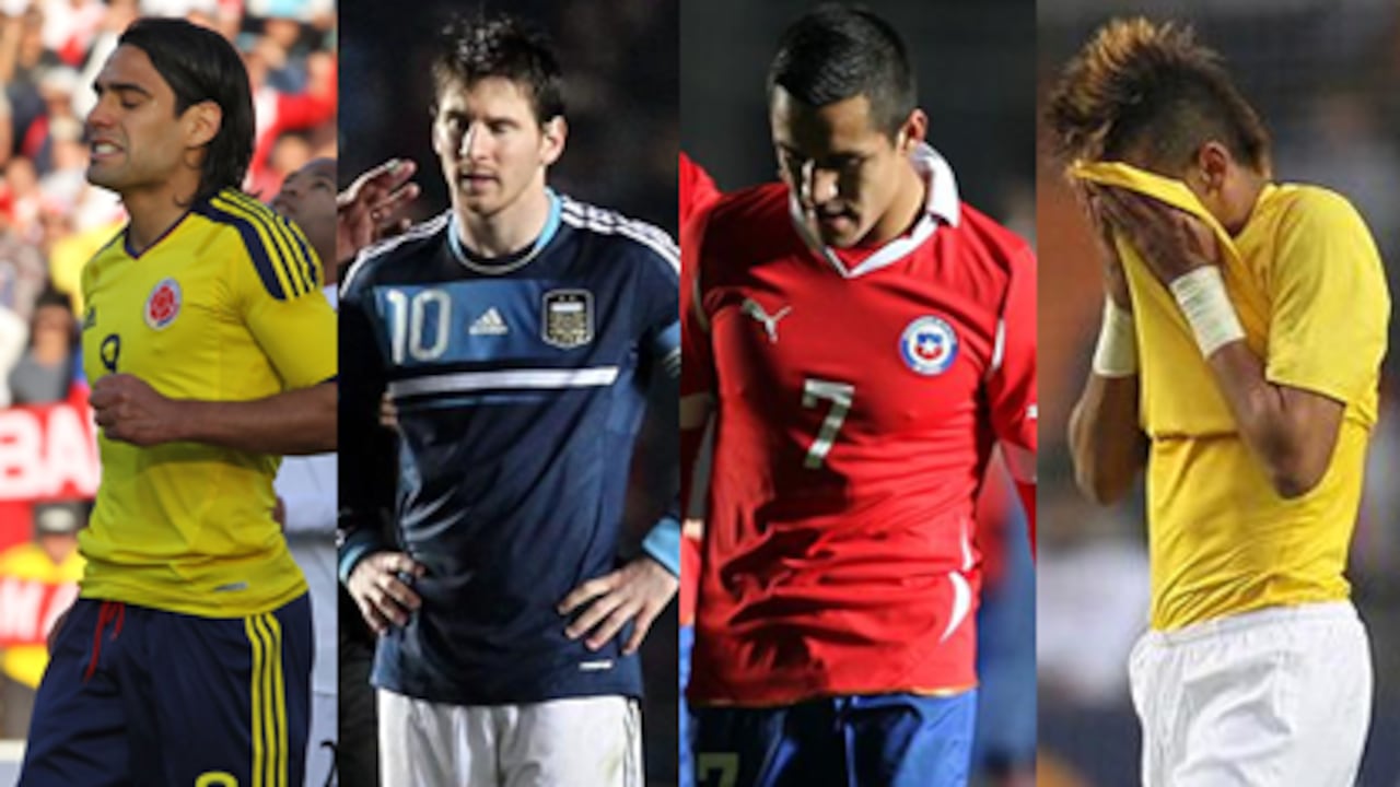Radamel Falcao García, Lionel Messi, Alexis Sánchez y Neymar, fueron unas de las grandes decepciones de la Copa América.