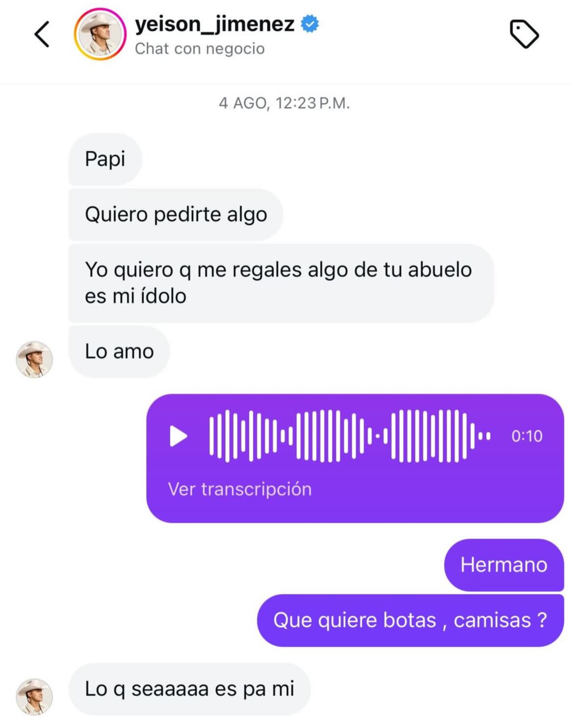 Esta fue la petición que el fallecido artista de música popular le hizo al nieto de Diomedes Díaz.