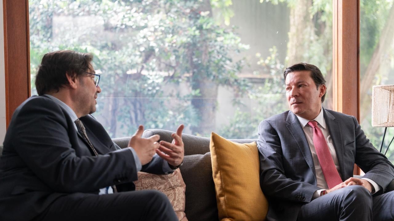 El registrador nacional, Hernán Penagos, junto a José Antonio Gabriel, jefe de la Misión de Observación Electoral de la UE.