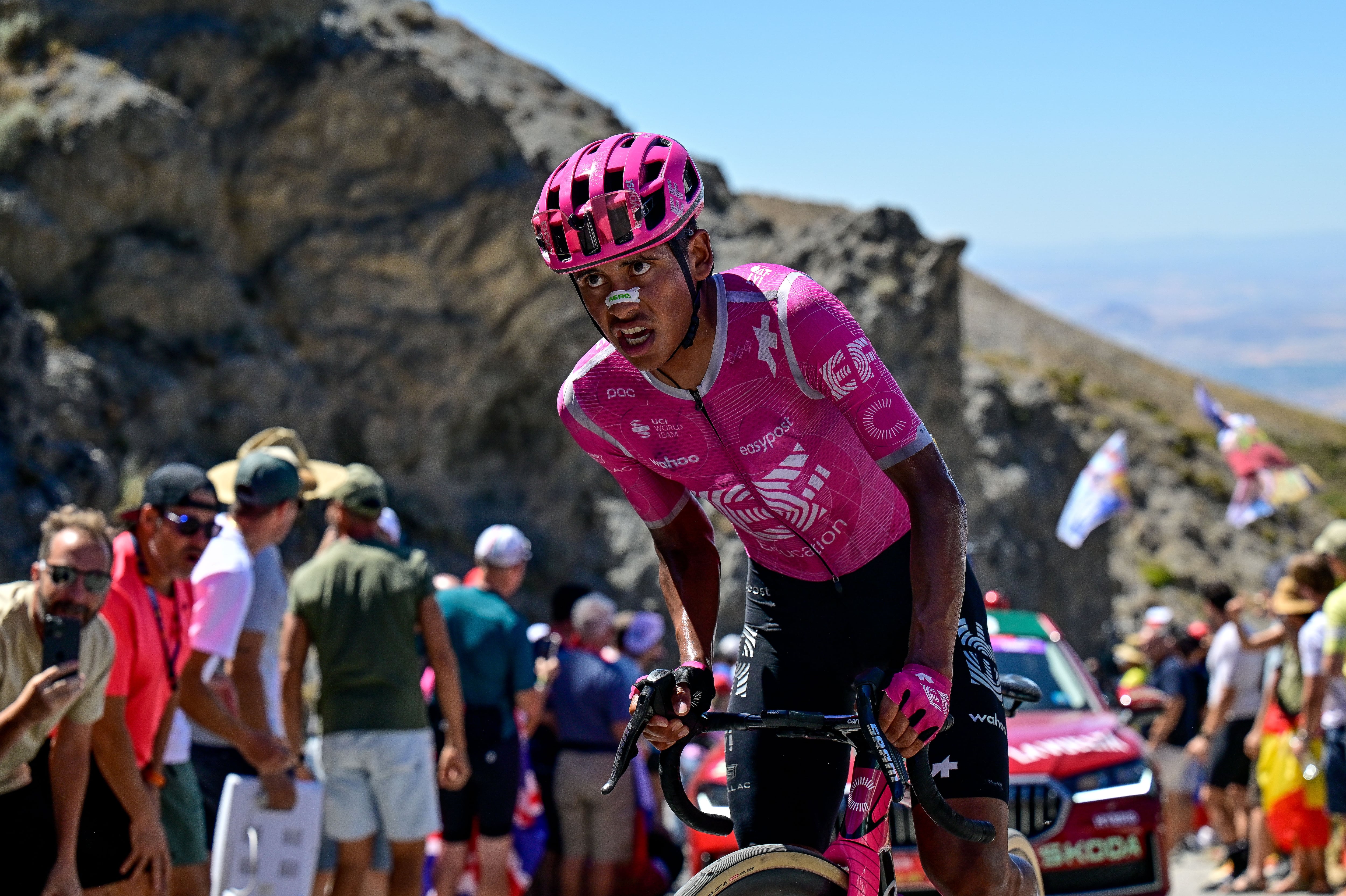 COLLADO DEL AGUACIL, SPAIN - SEPTEMBER 12: Juan Felipe Rodriguez of Colombia and Team EF Education - EasyPost competes during the La Vuelta - 81st Tour of Spain 2026, Stage 20 a 210.8km stage from La Calahorra to Collado del Alguacil 1887m / #UCIWT / on September 12, 2026 in Collado del Alguacil, Spain. (Photo by Dustin Bradford/Icon Sportswire via Getty Images)