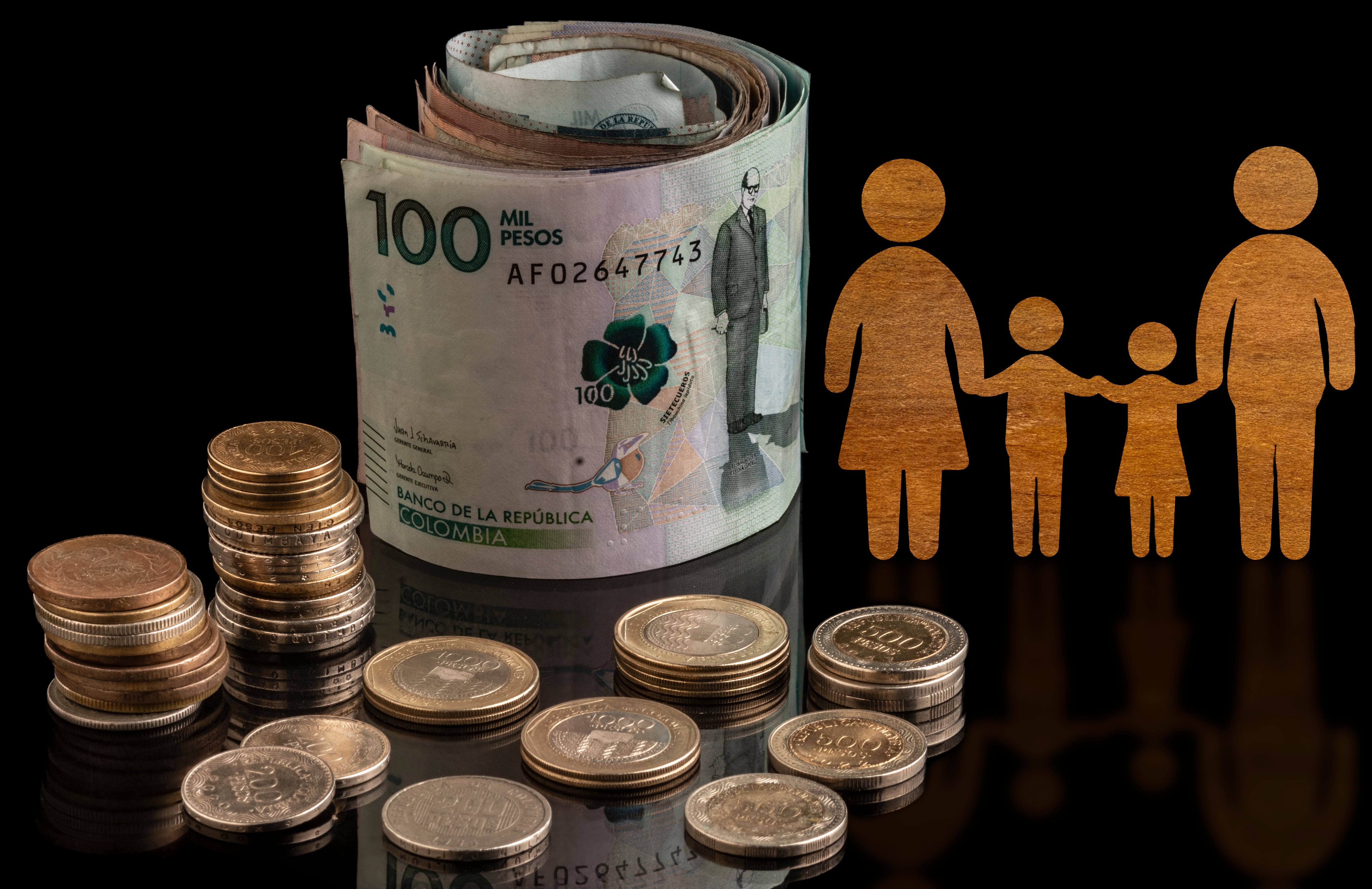 Colombian pesos, banknotes, coins, economy, finance, savings, investments, business, banks, companies, Colombia, Profit, fiscal, family, property, residential, concept, tax